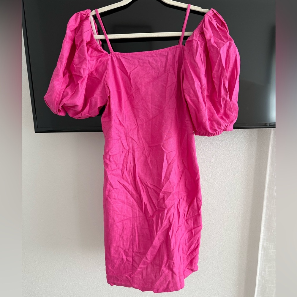 DKNY Pink Puff Sleeve Dress